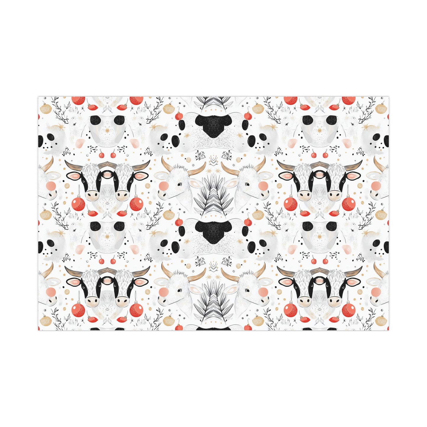 Cute Holiday Winter Theme Cows White Christmas Pastoral Design Winter Wonderland Gift Wrapping Paper