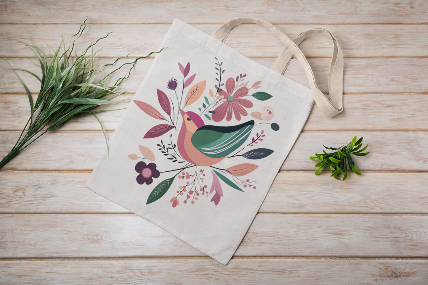 Cool Vintage Tote Bag Retro Bird Customize Your Handle Color