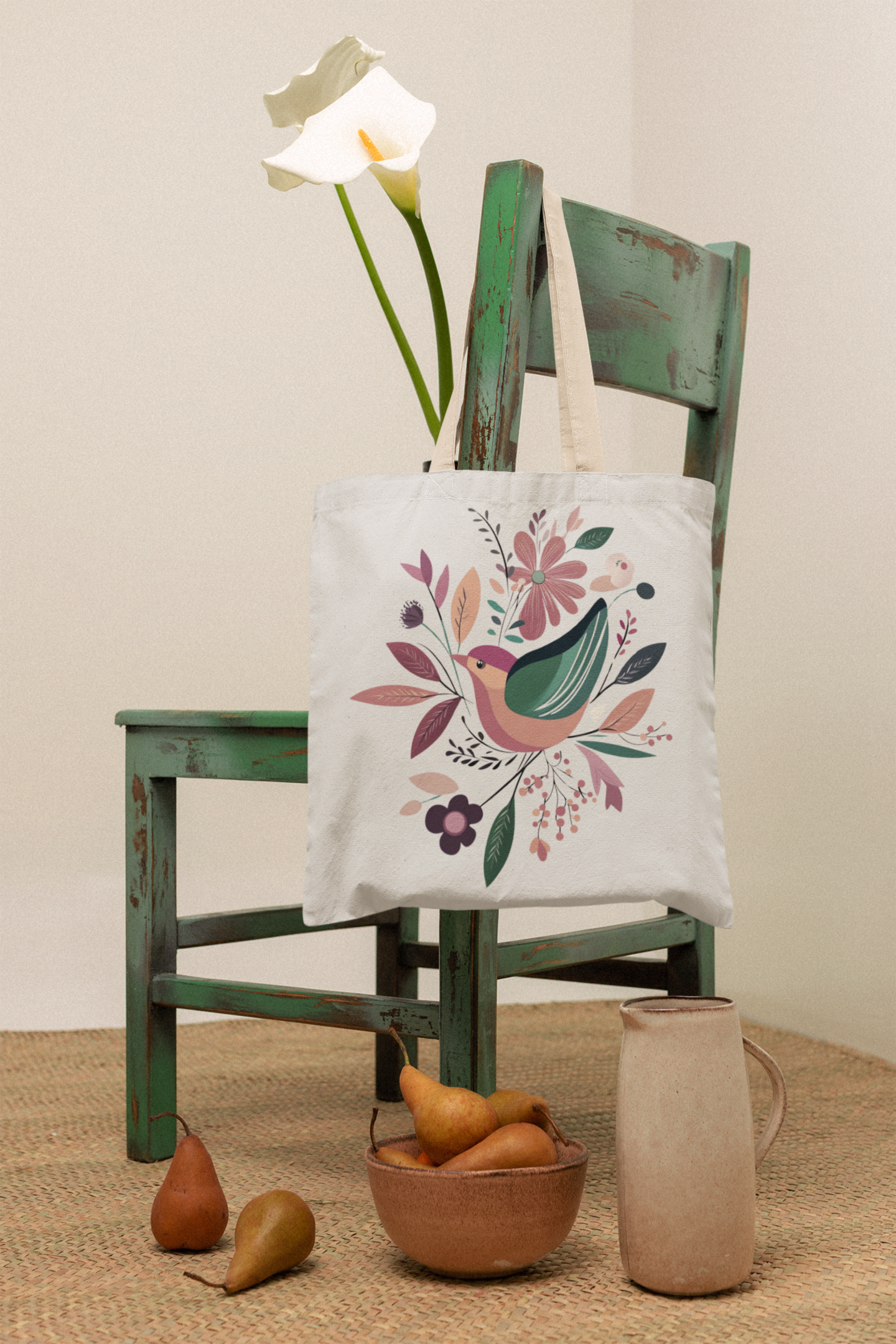 Cool Vintage Tote Bag Retro Bird Customize Your Handle Color