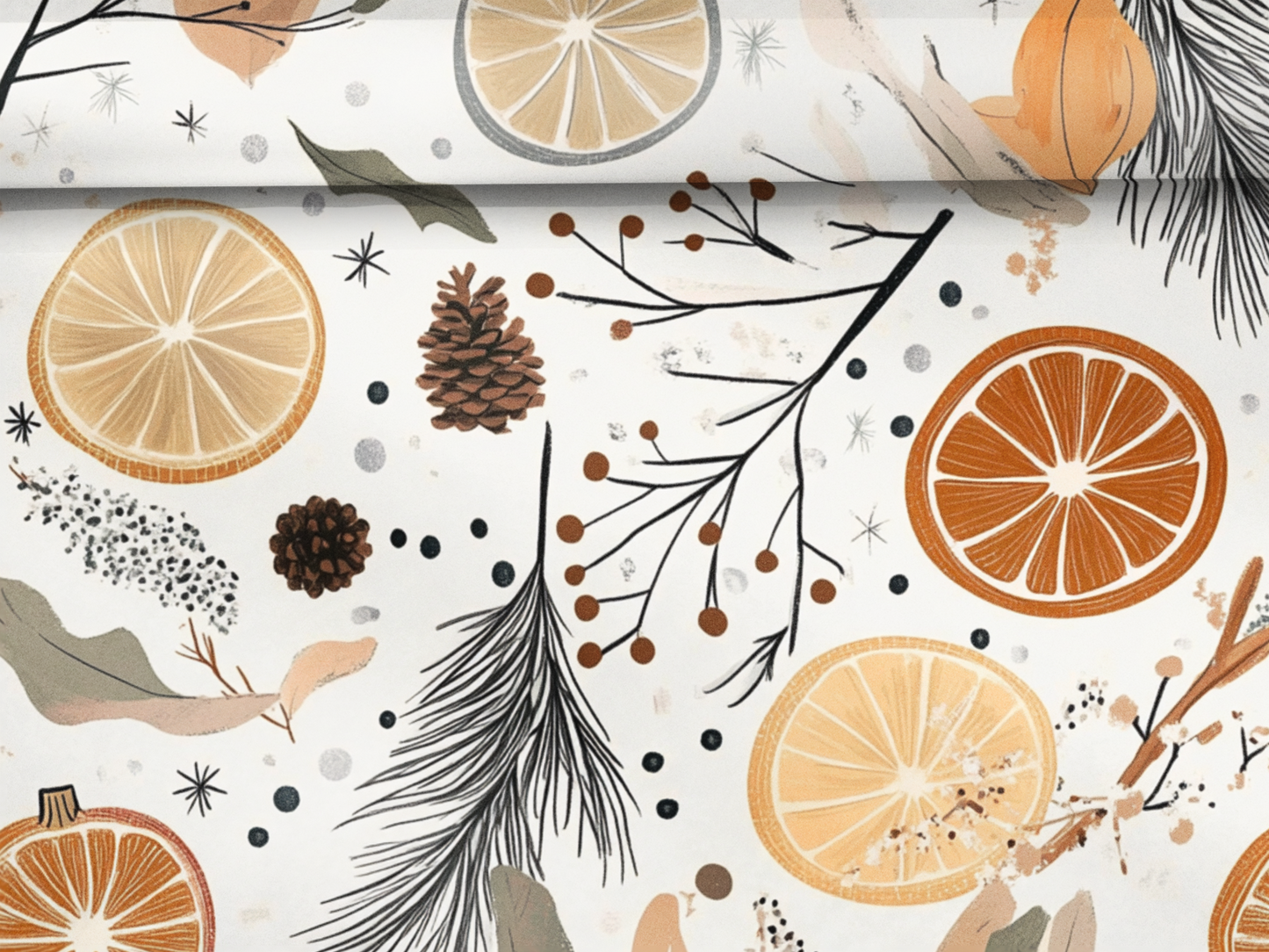 Citrus Theme Holidays GIft Wrap For Thanksgiving Friendsgiving and Christmas