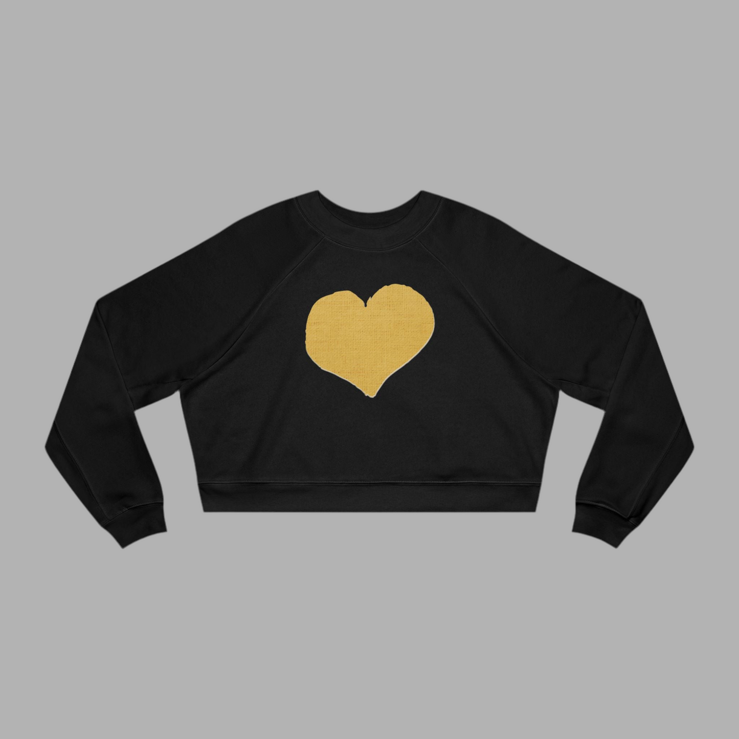 Minimalist Heart Ringer Graphic Women's Cropped Sweatshirt - Cute Casual Graphic Tee Pullover, Comfy Streetwear Jumper, Trendy Short