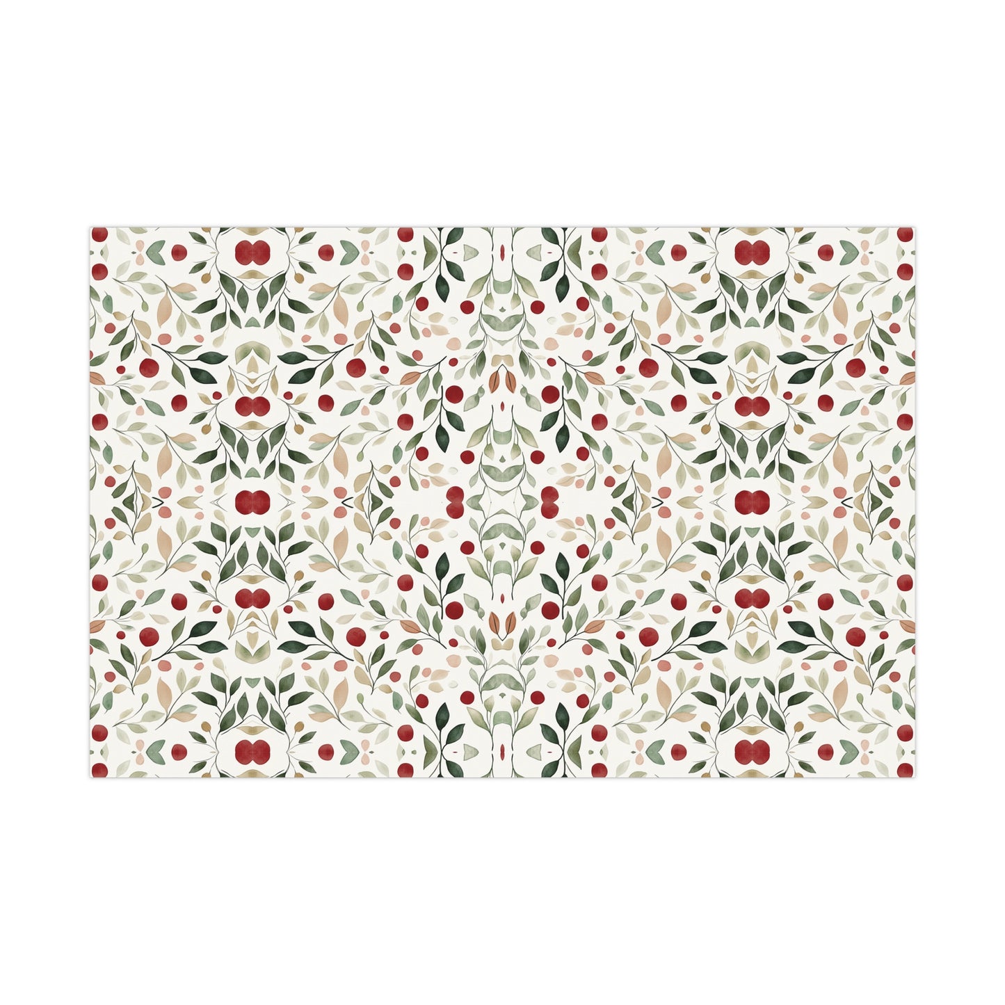 Christmas Gift Wrapping Papers - Trendy Handpainted Style Floral Red and Green