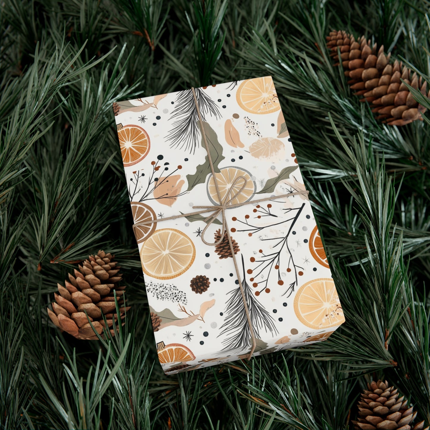 Citrus Theme Holidays GIft Wrap For Thanksgiving Friendsgiving and Christmas