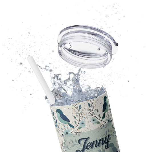 Personalized Boho Skinny Tumbler With Straw, 20oz