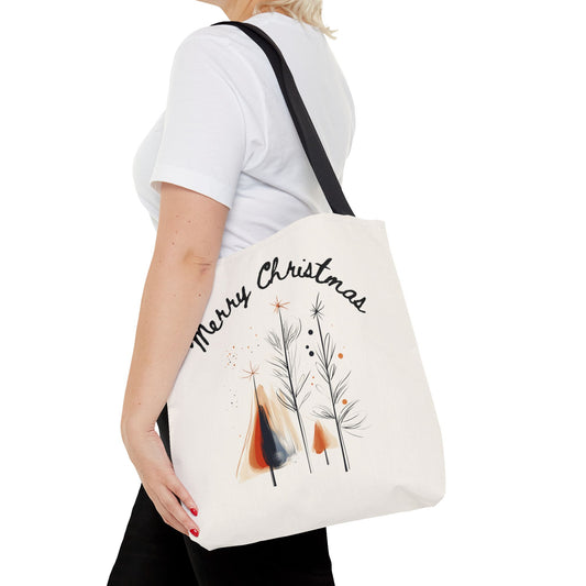 Merry Christmas Minimalist Tote Bag (3 sizes and 5 handle color options)