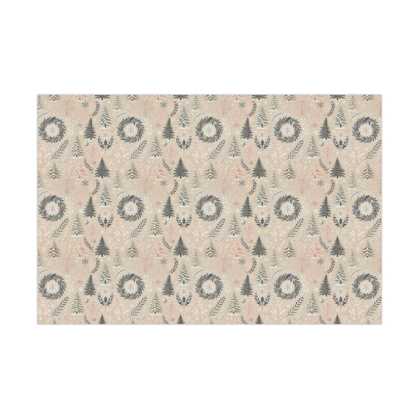 Vintage and Elegant Toile Holidays Theme Pink Shades Gift Wrapping Paper in Matte and Satin Finish, 3 sizes