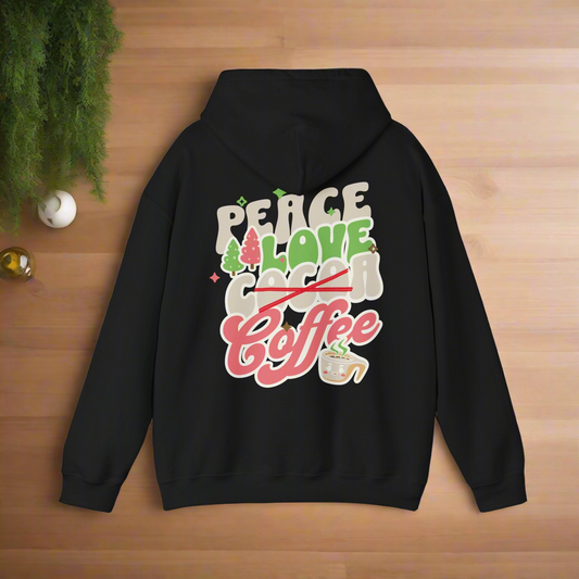 Holidays Hoodie, Peace, Love, and Coffee Unisex Heavy Blend™ Hooded Sweatshirt