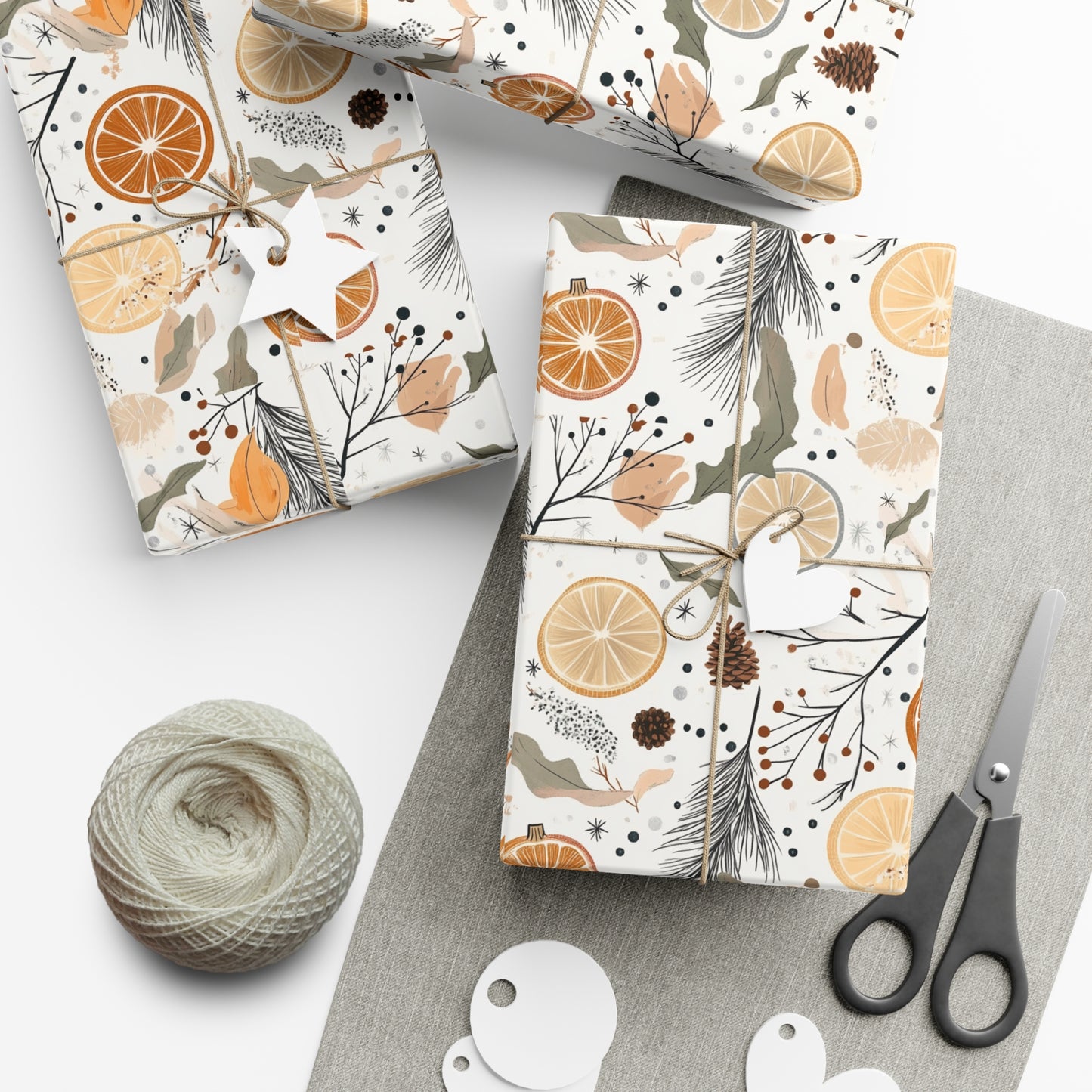 Citrus Theme Holidays GIft Wrap For Thanksgiving Friendsgiving and Christmas