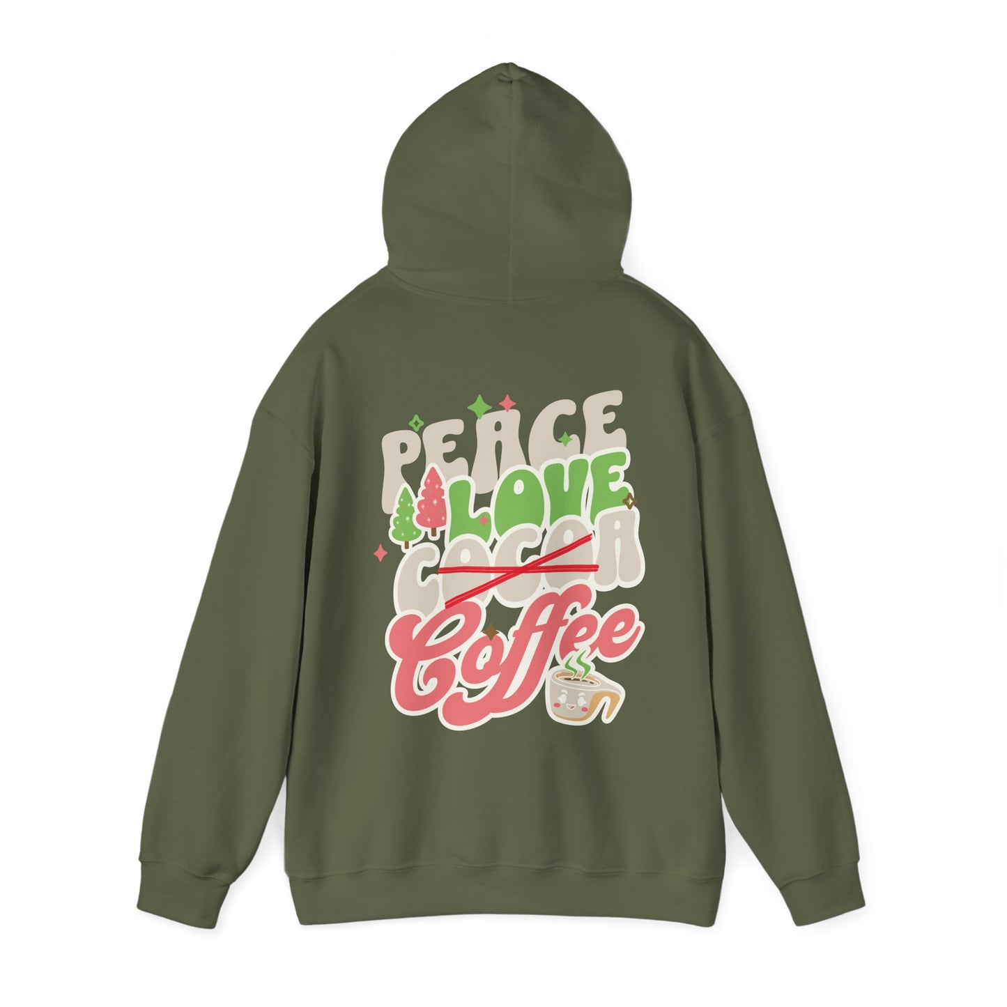 Holidays Hoodie, Peace, Love, and Coffee Unisex Heavy Blend™ Hooded Sweatshirt