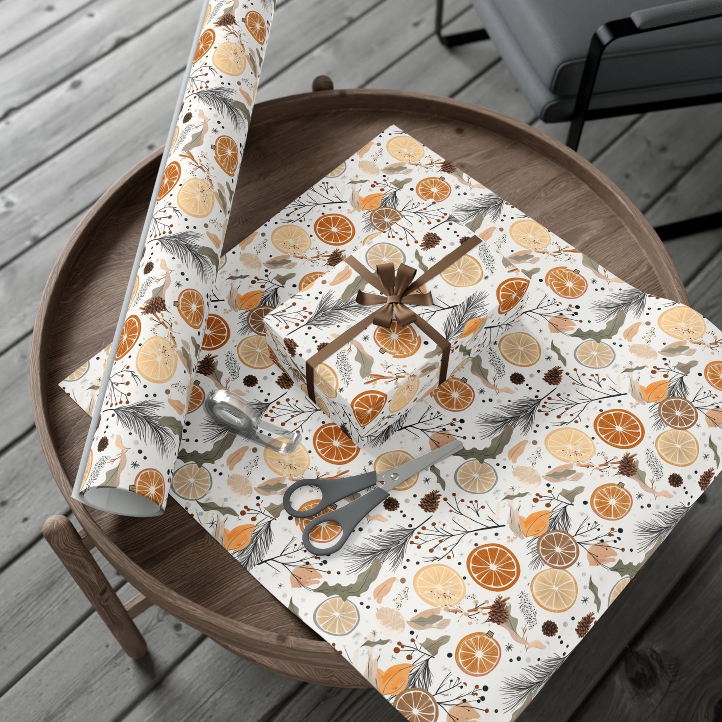 Citrus Theme Holidays GIft Wrap For Thanksgiving Friendsgiving and Christmas