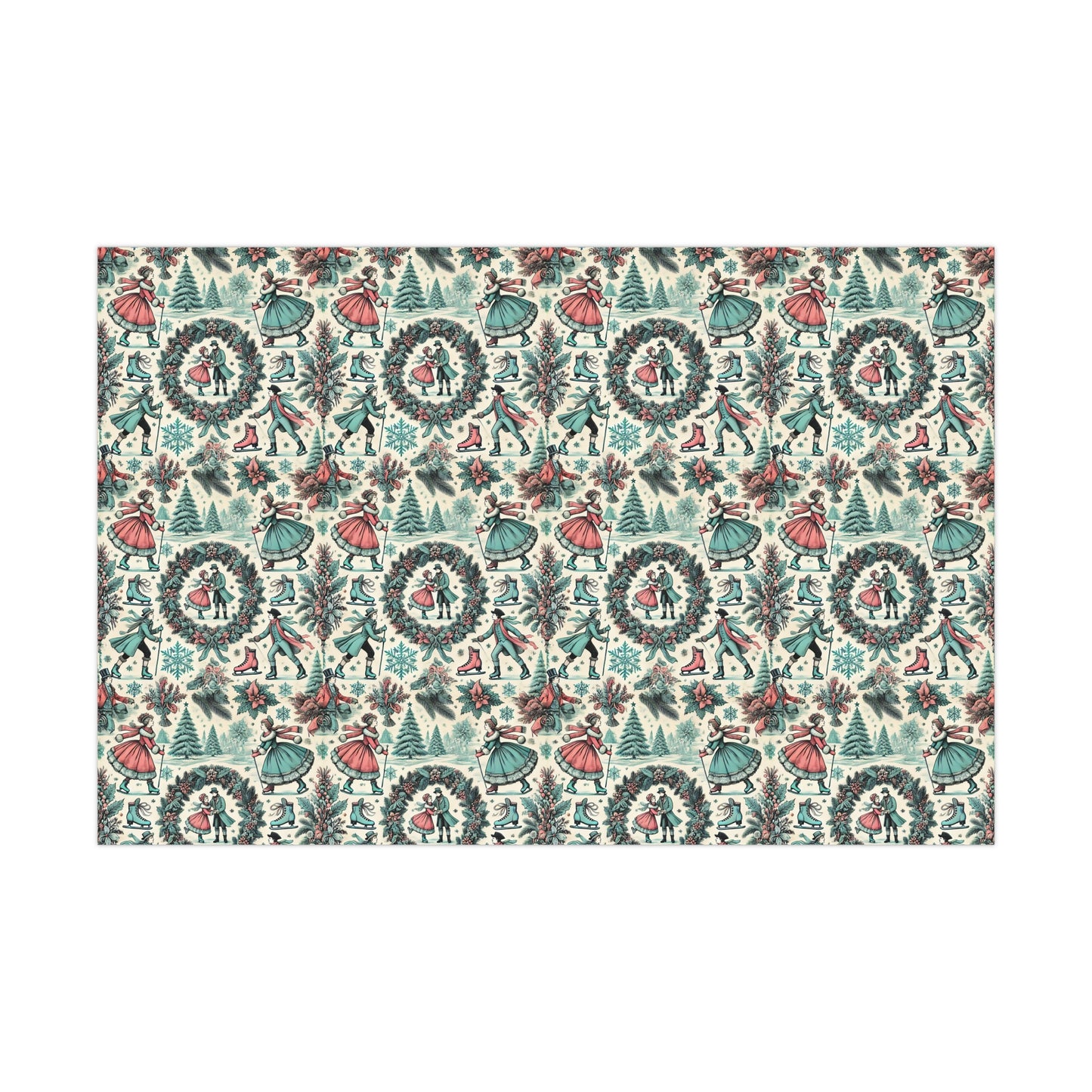 Vintage and Elegant Toile Holidays Theme Wrapping Paper in Matte and Satin Finish, 3 sizes