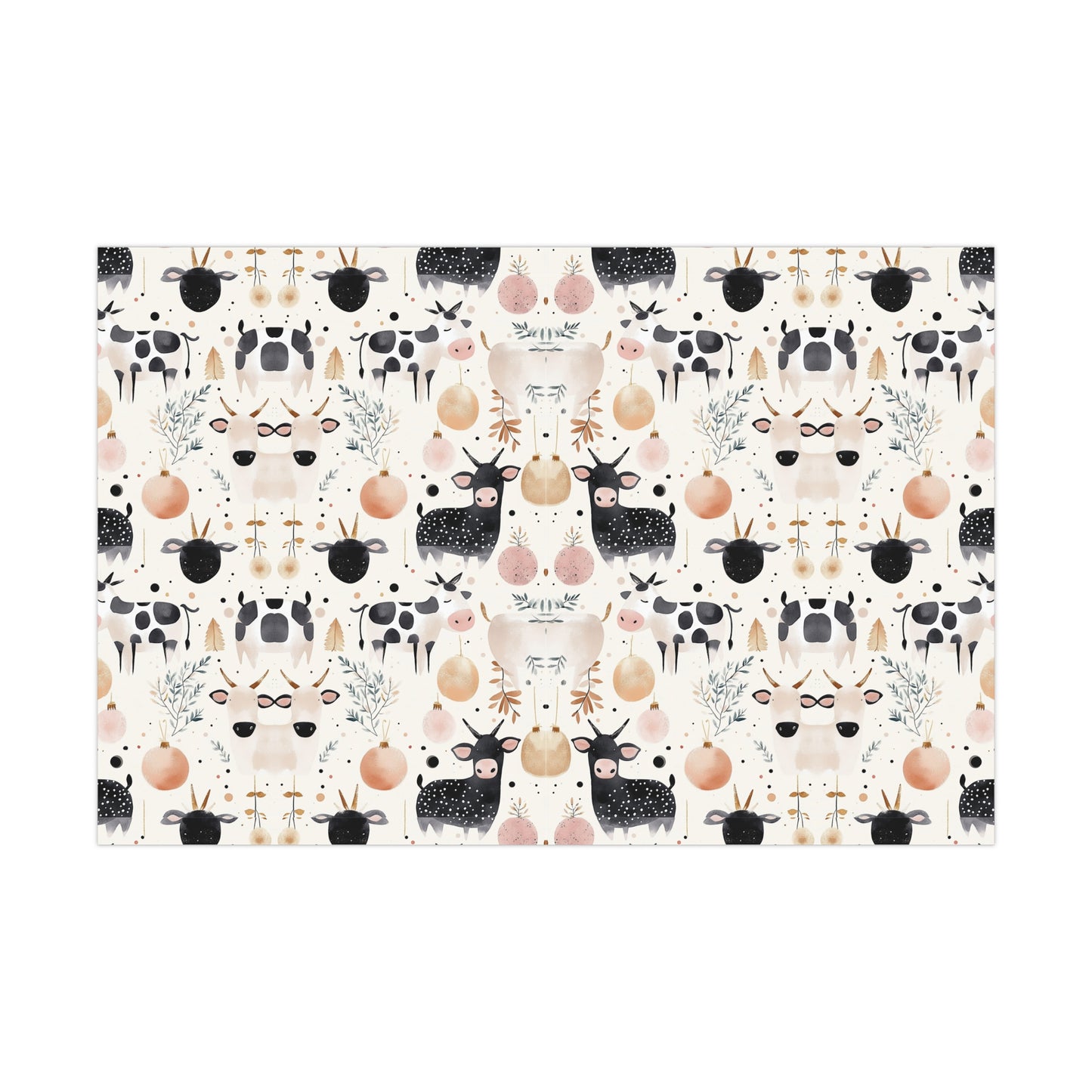 Farm Animals Gift Wrap Cow Holidays Theme Pastoral Christmas Wrapping Paper For Thanksgiving and Friendsgiving