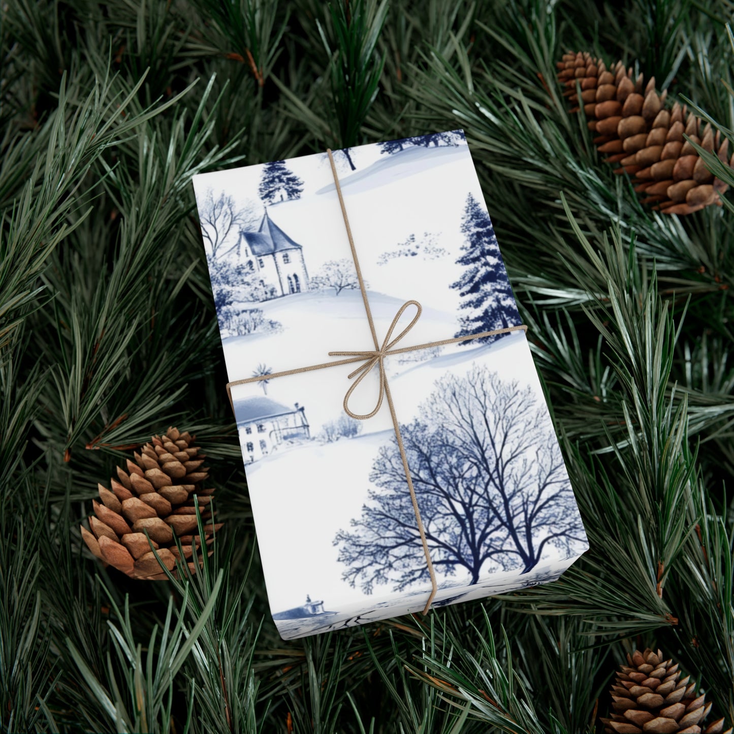 Elegant Blue and White Winter Theme for Christmas Gifts Wrap