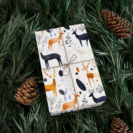 Christmas Deer Wrapping Paper - Winter Minimalist Design