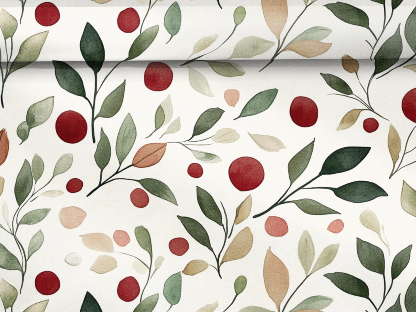 Christmas Gift Wrapping Papers - Trendy Handpainted Style Floral Red and Green