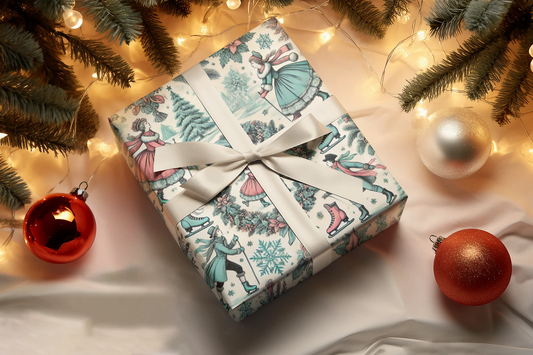 Vintage and Elegant Toile Holidays Theme Wrapping Paper in Matte and Satin Finish, 3 sizes