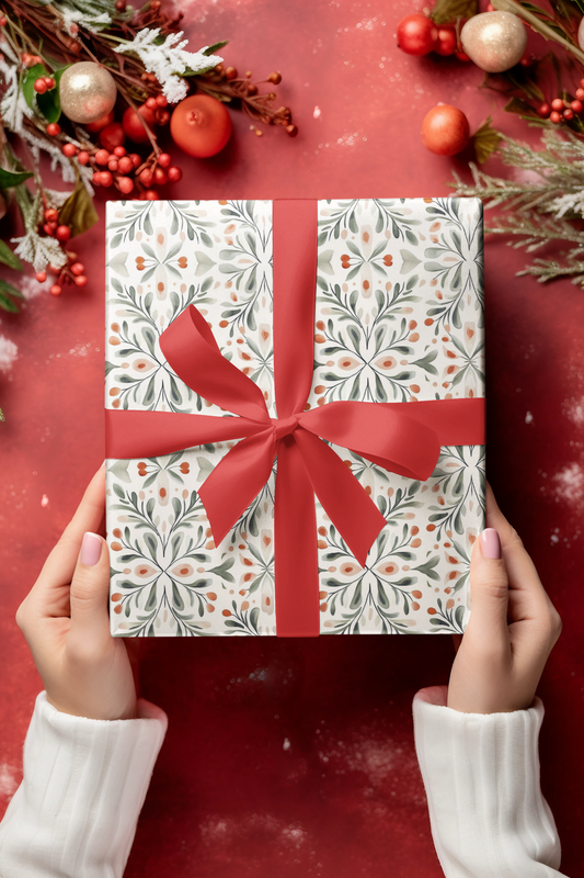 Handpainted Style Wrapping Paper Holidays Design