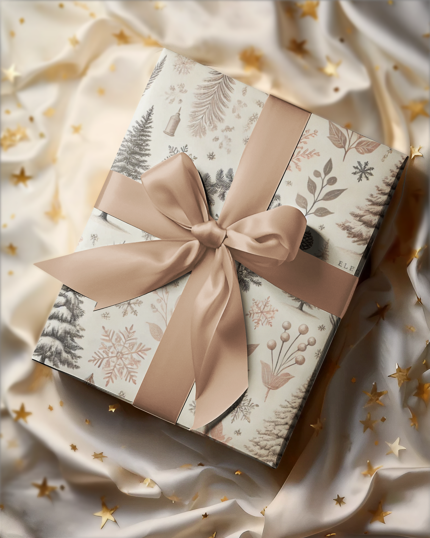 Vintage and Elegant Toile Holidays Theme Pink Shades Gift Wrapping Paper in Matte and Satin Finish, 3 sizes