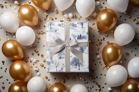 Elegant Blue and White Winter Theme for Christmas Gifts Wrap