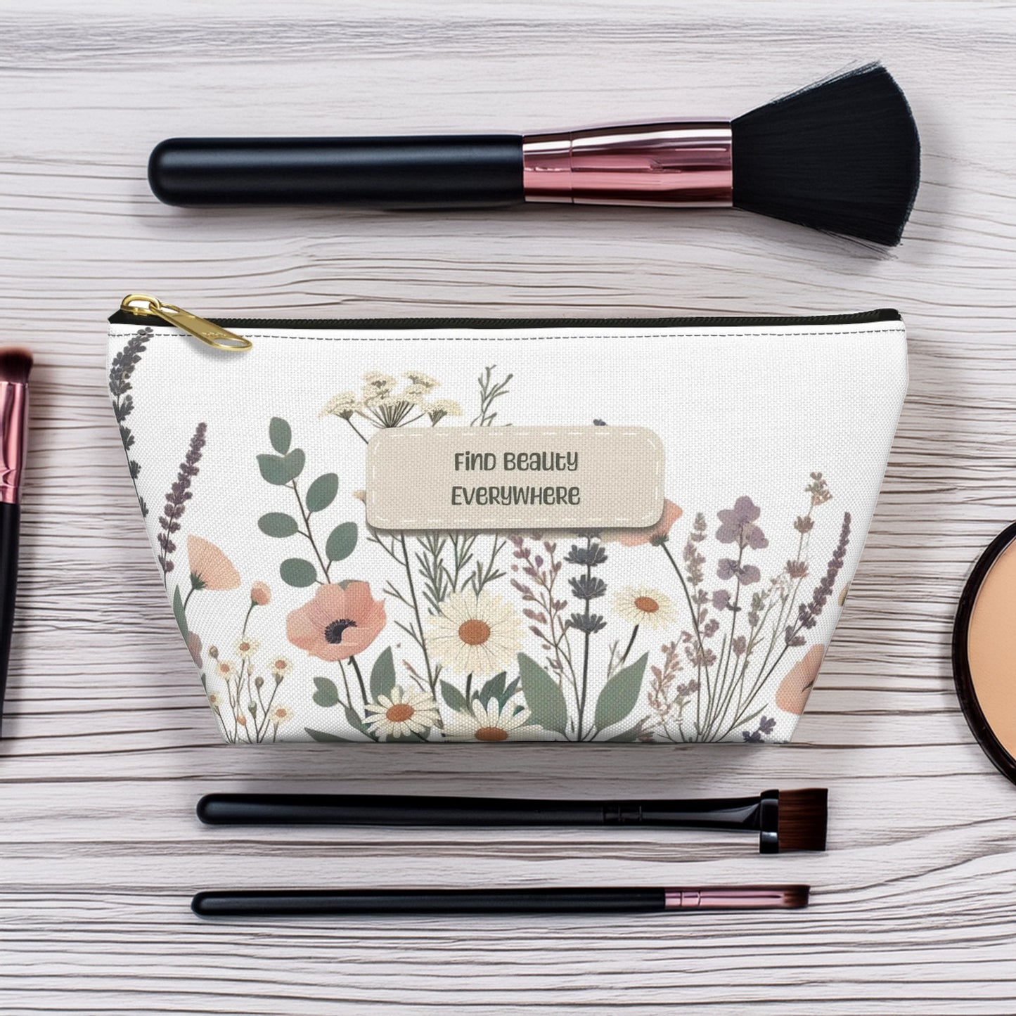 Make-Up and Accessories Pouch - Boho Flowers Makeup Bag