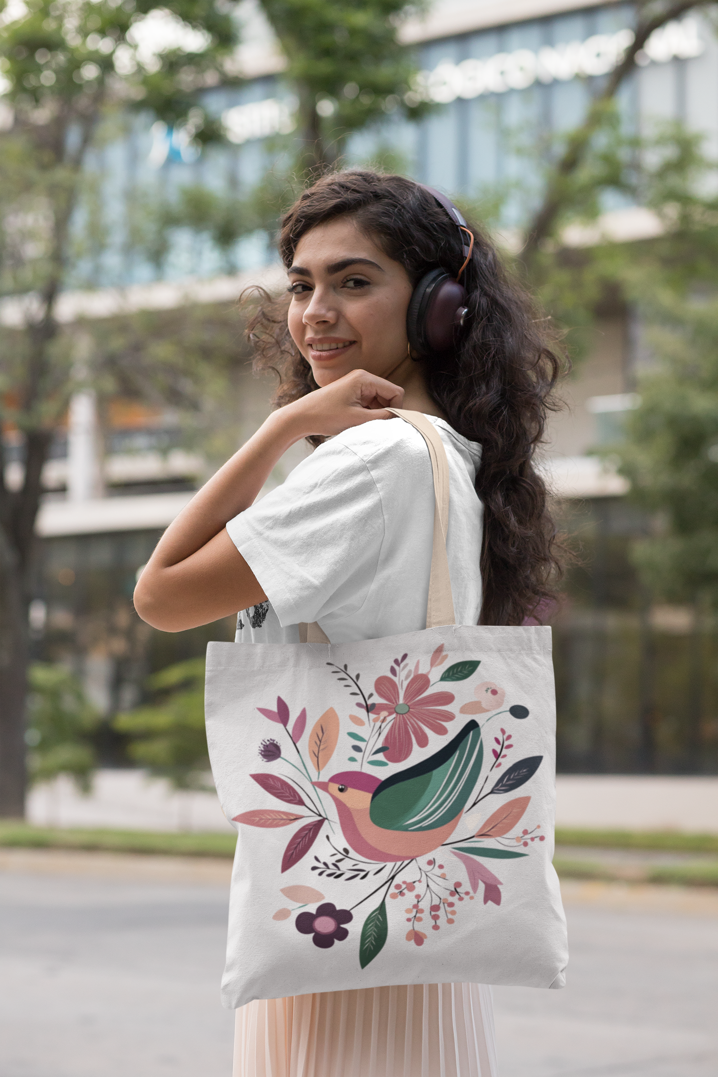 Cool Vintage Tote Bag Retro Bird Customize Your Handle Color