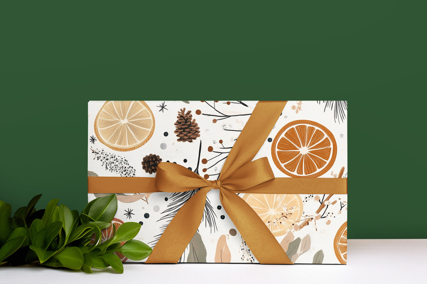 Citrus Theme Holidays GIft Wrap For Thanksgiving Friendsgiving and Christmas